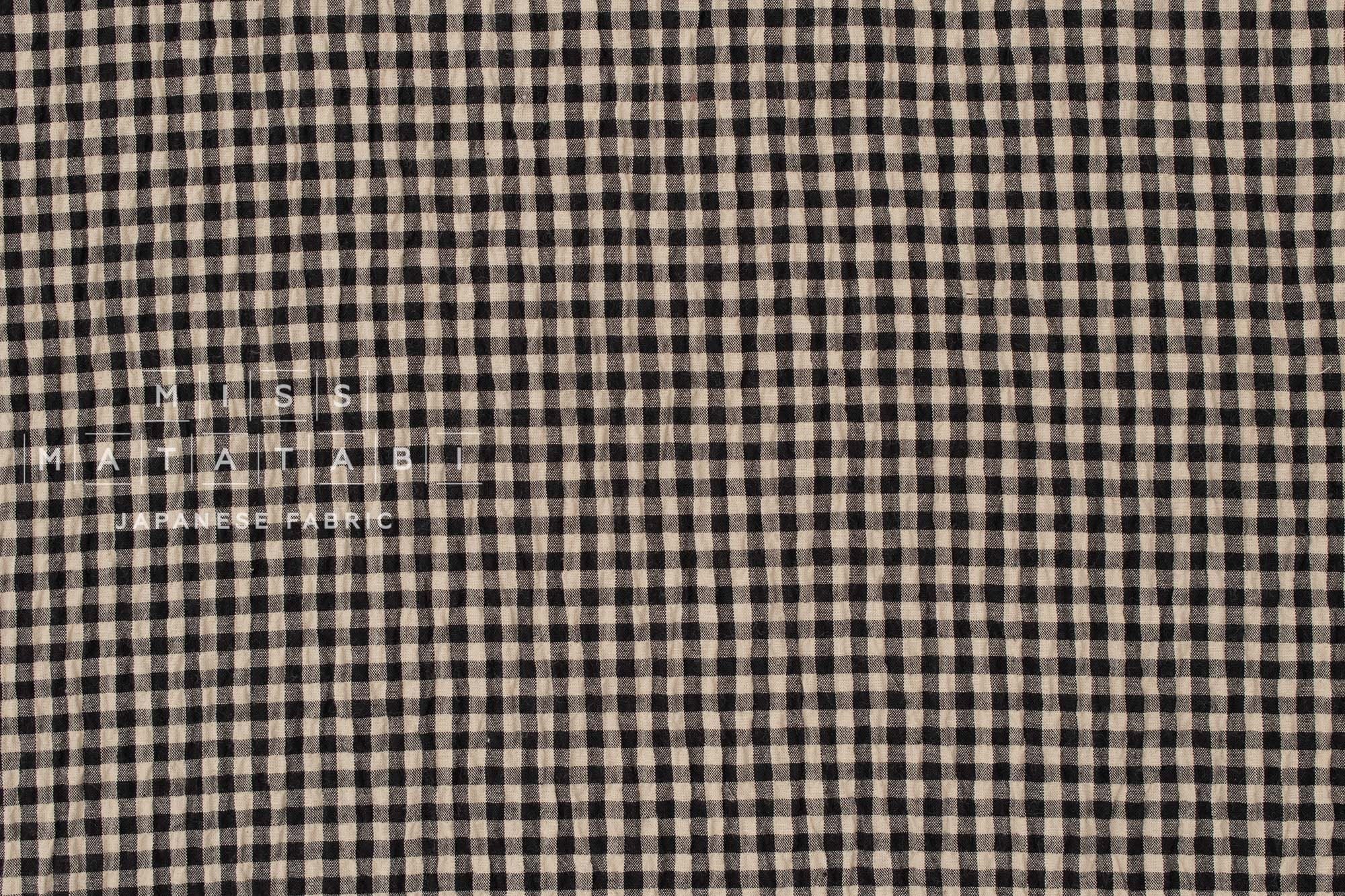 Japanese Fabric Shokunin Collection Yarn-Dyed Small Gingham - black - 50cm