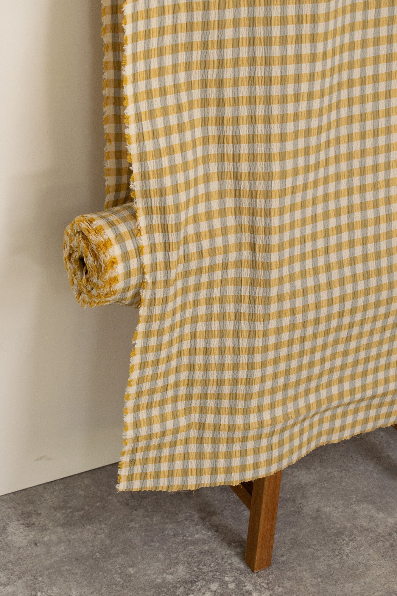 Japanese Fabric Shokunin Collection Yarn-Dyed Check - butter - 50cm