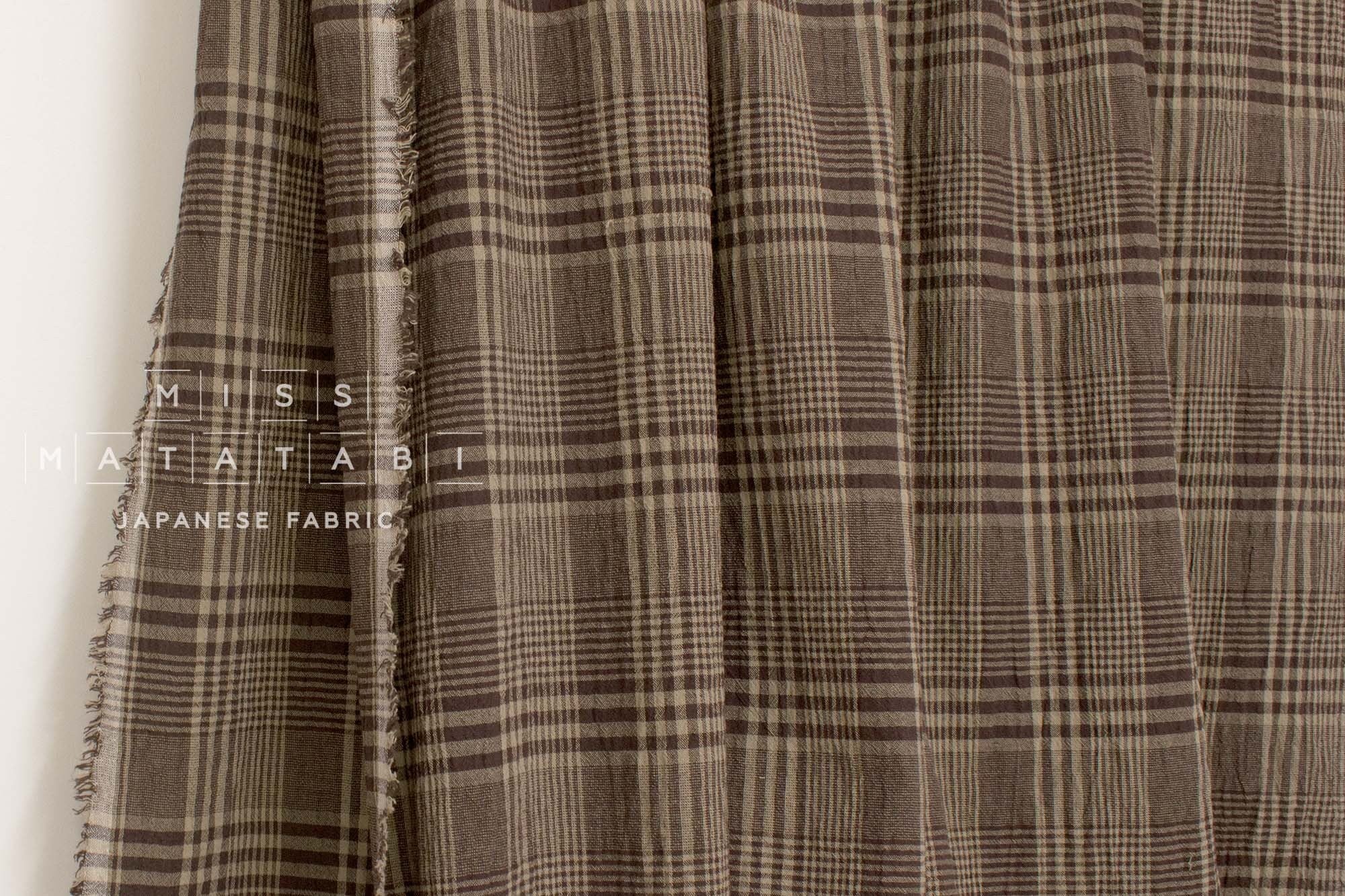 Japanese Fabric Shokunin Collection Yarn-Dyed Plaid - rustic brown - 50cm