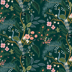 Cotton + Steel Rifle Paper Co. Vintage Garden Peacock - hunter metallic - 50cm