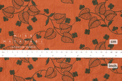 Japanese Fabric Shokunin Collection Sun-Dried Embroidered Vines Cotton Batiste - orange - 50cm