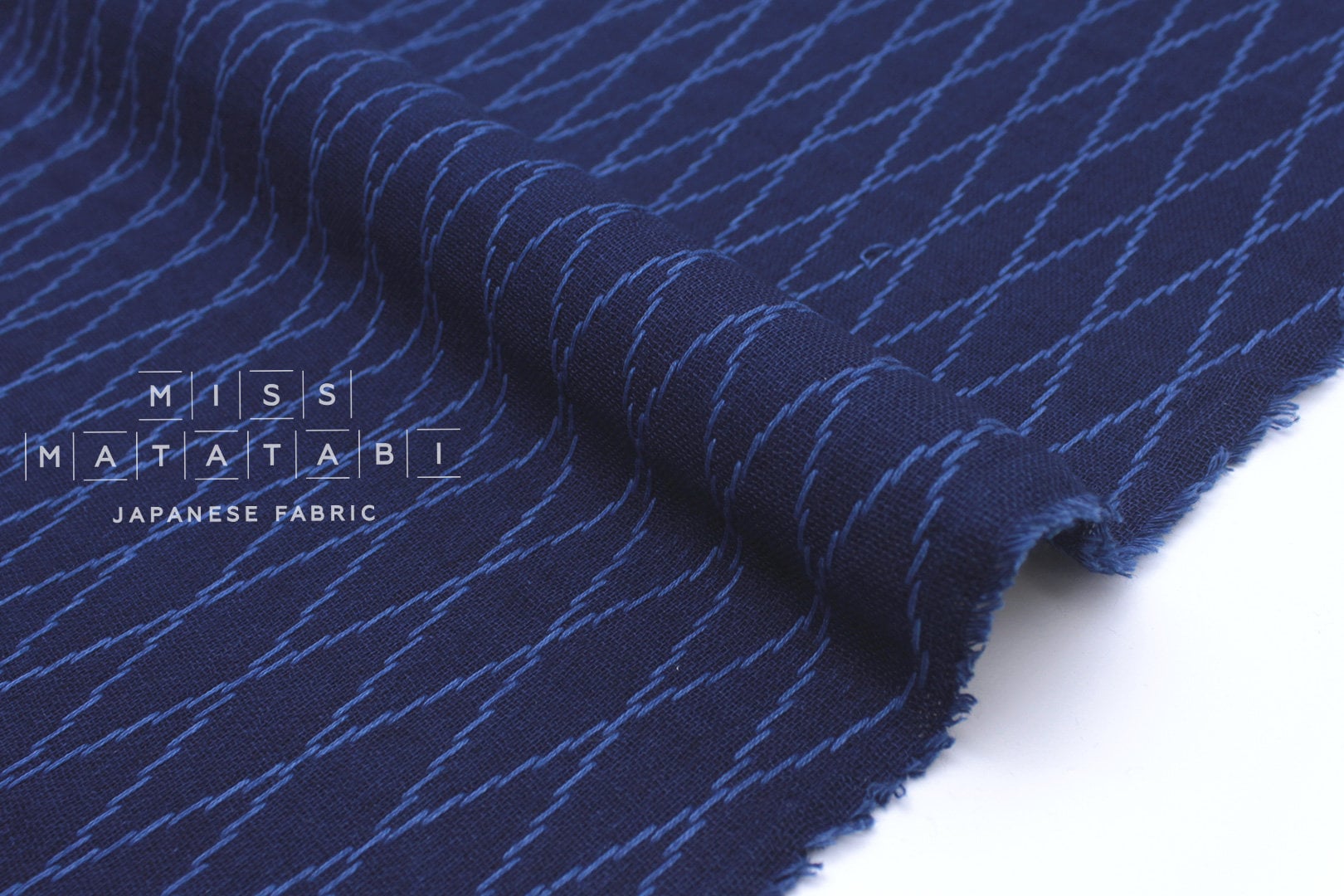 Japanese Fabric Indigo Aizome Yarn Dyed Asagi Sashiko - 50cm