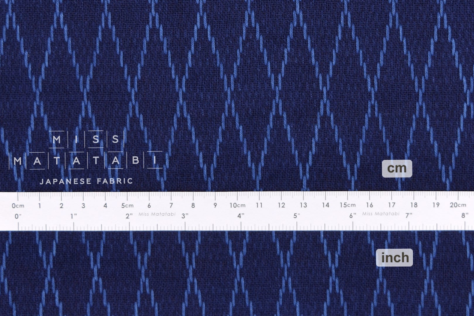Japanese Fabric Indigo Aizome Yarn Dyed Asagi Sashiko - 50cm