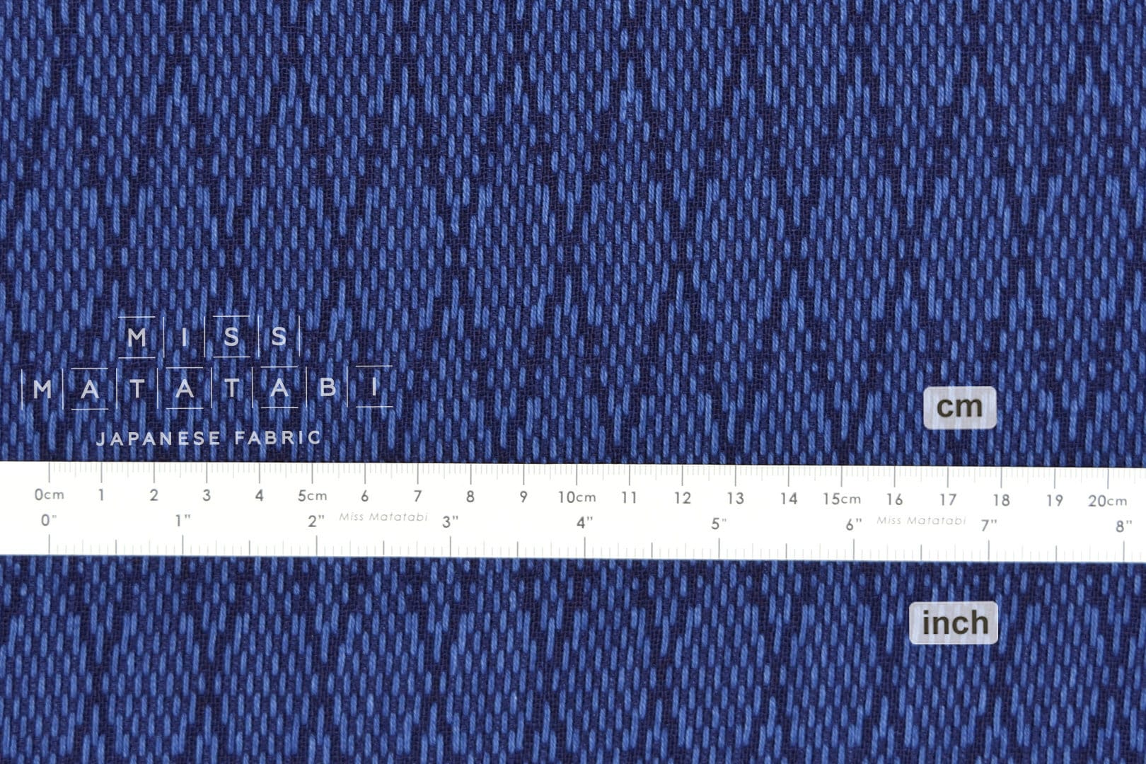 Japanese Fabric Indigo Aizome Yarn Dyed Asagi Sashiko - 50cm