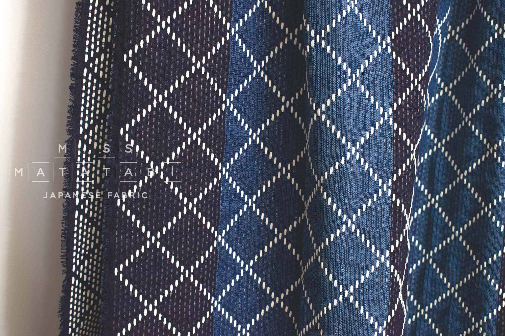 Japanese Fabric Indigo Aizome Yarn Dyed Katsuo Sashiko - 50cm