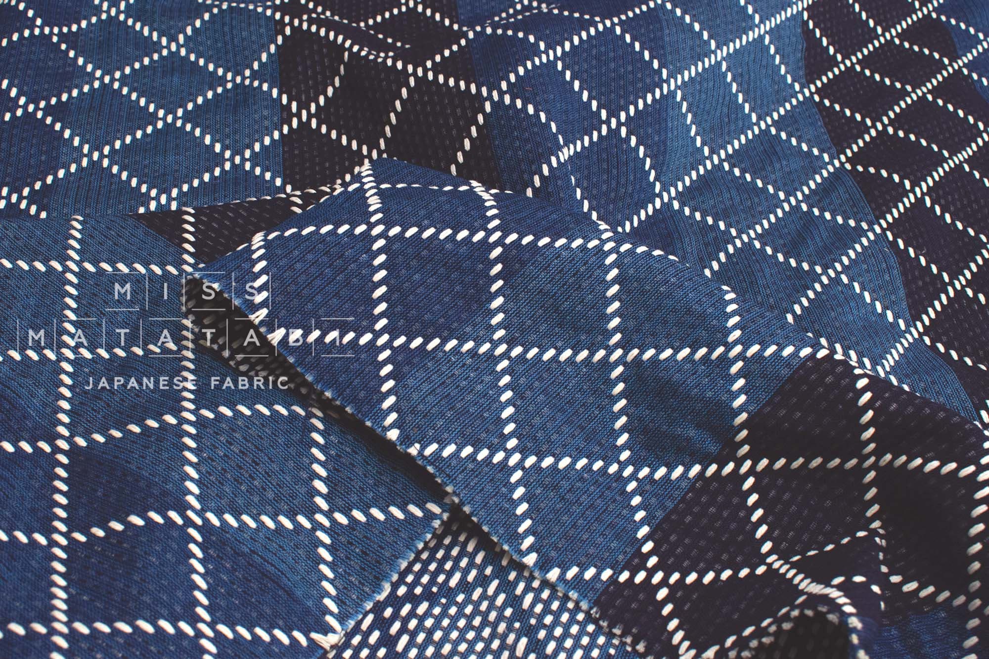 Japanese Fabric Indigo Aizome Yarn Dyed Katsuo Sashiko - 50cm