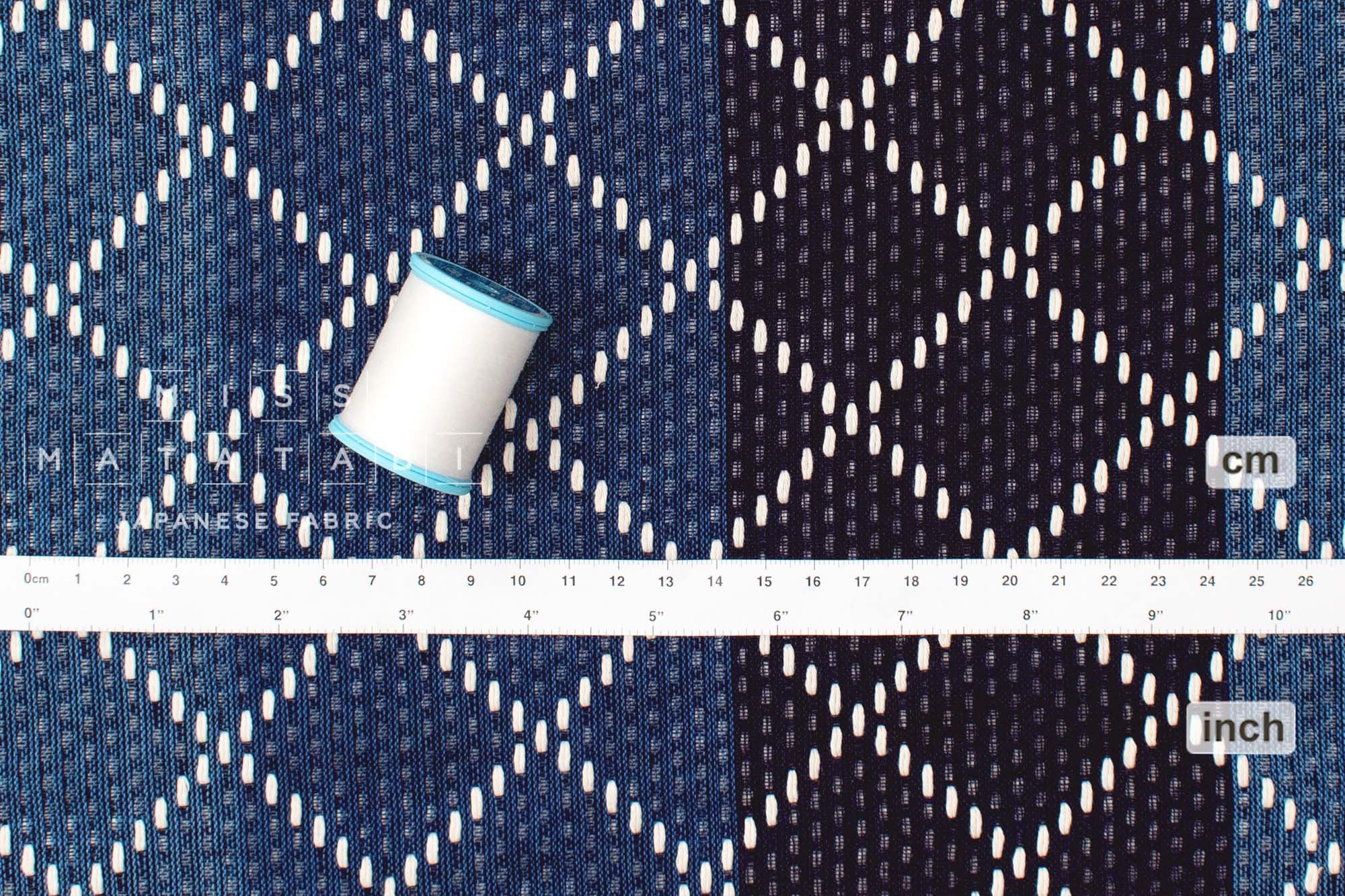 Japanese Fabric Indigo Aizome Yarn Dyed Katsuo Sashiko - 50cm