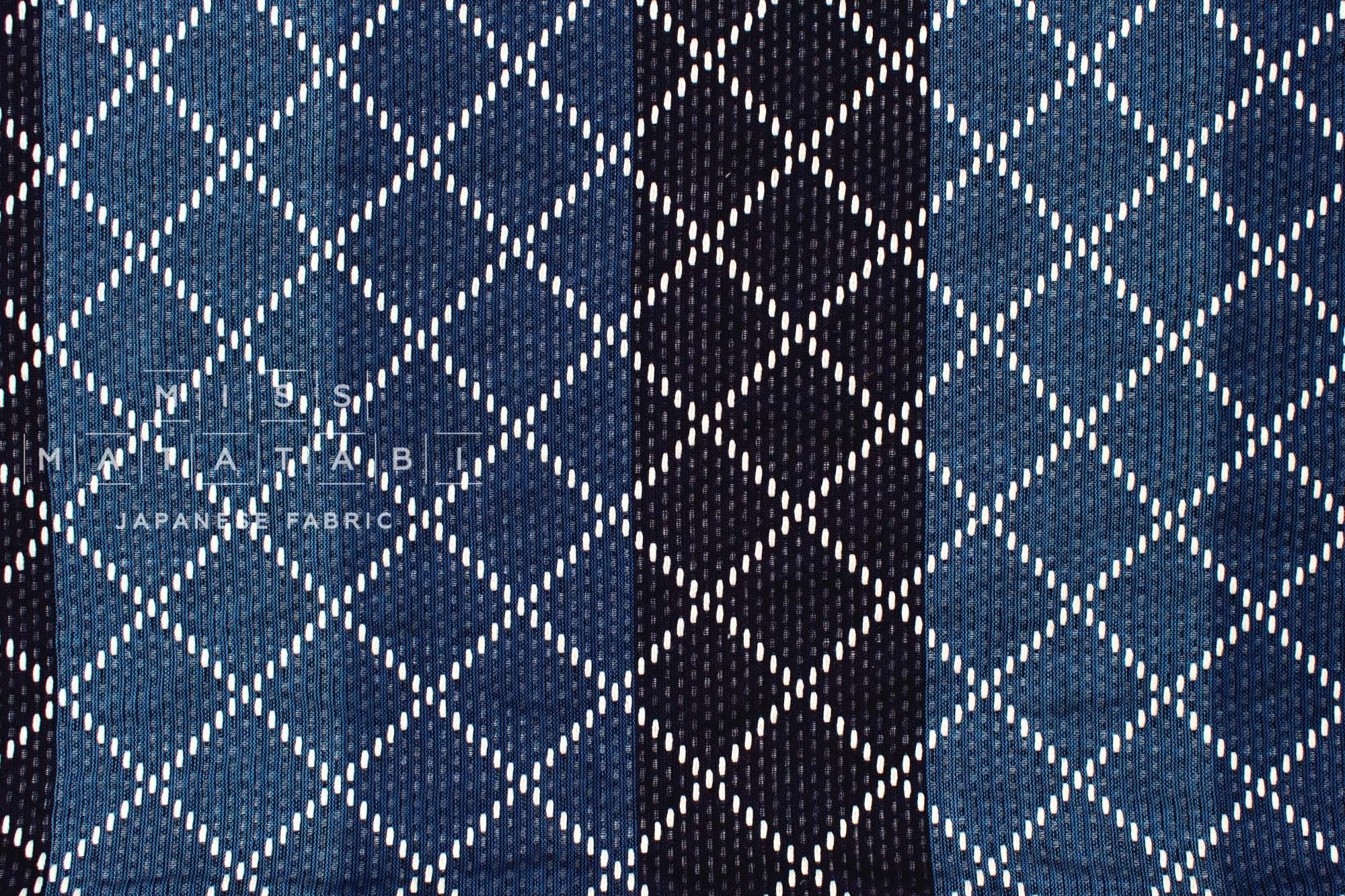 Japanese Fabric Indigo Aizome Yarn Dyed Katsuo Sashiko - 50cm