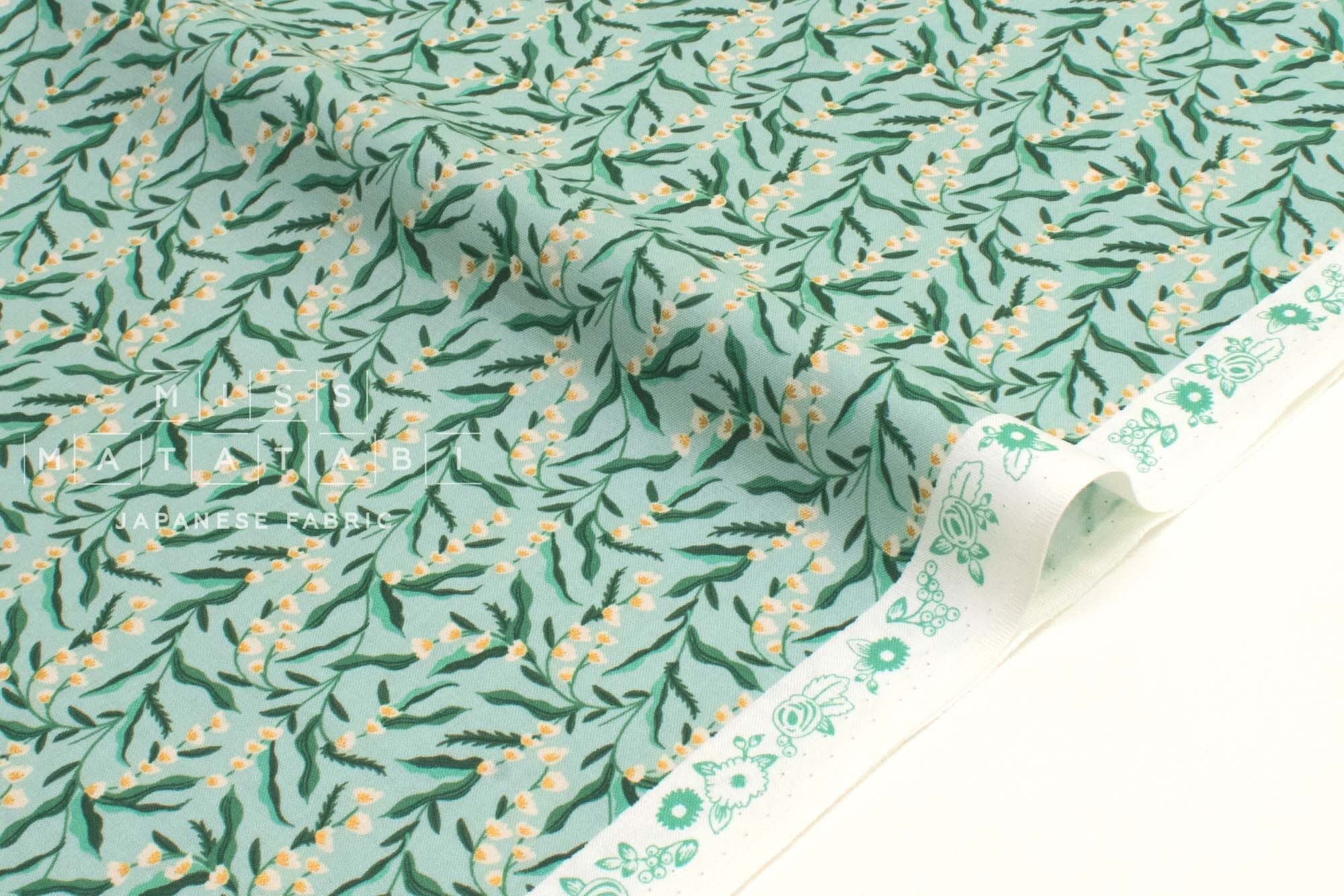 Cotton + Steel Rifle Paper Co. Vintage Garden Lily - mint metallic - 50cm