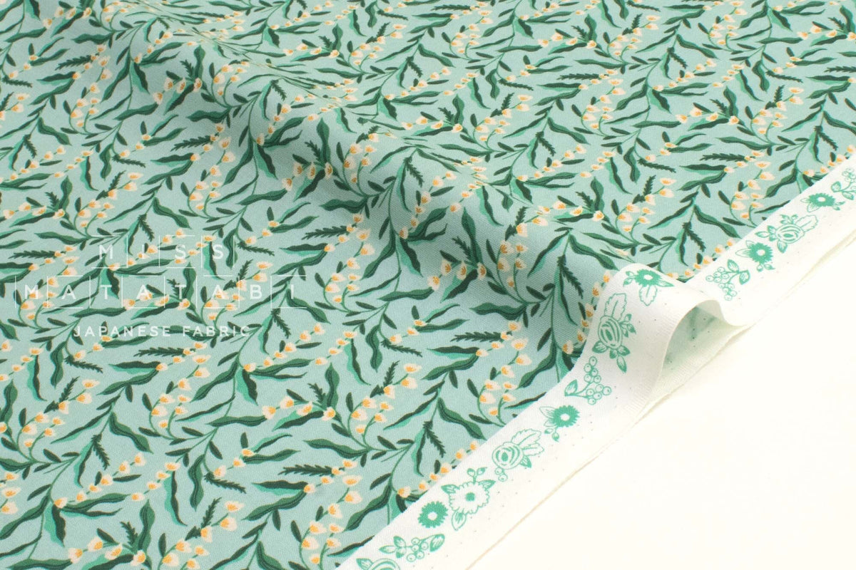 Cotton + Steel Rifle Paper Co. Vintage Garden Lily - mint metallic - 50cm
