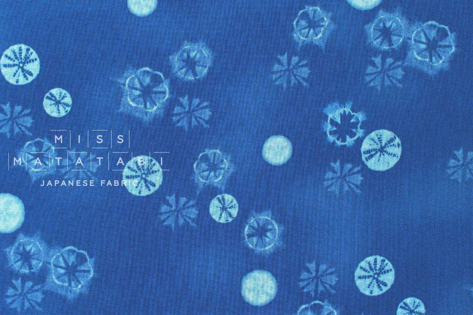 Japanese Fabric Indigo Style Shibori Print - B - 50cm