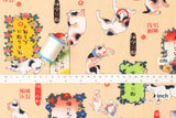 Japanese Fabric Ukiyo-e Kuniyoshi Style Cat Proverbs - A - 50cm