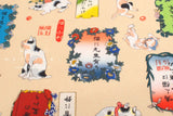 Japanese Fabric Ukiyo-e Kuniyoshi Style Cat Proverbs - A - 50cm