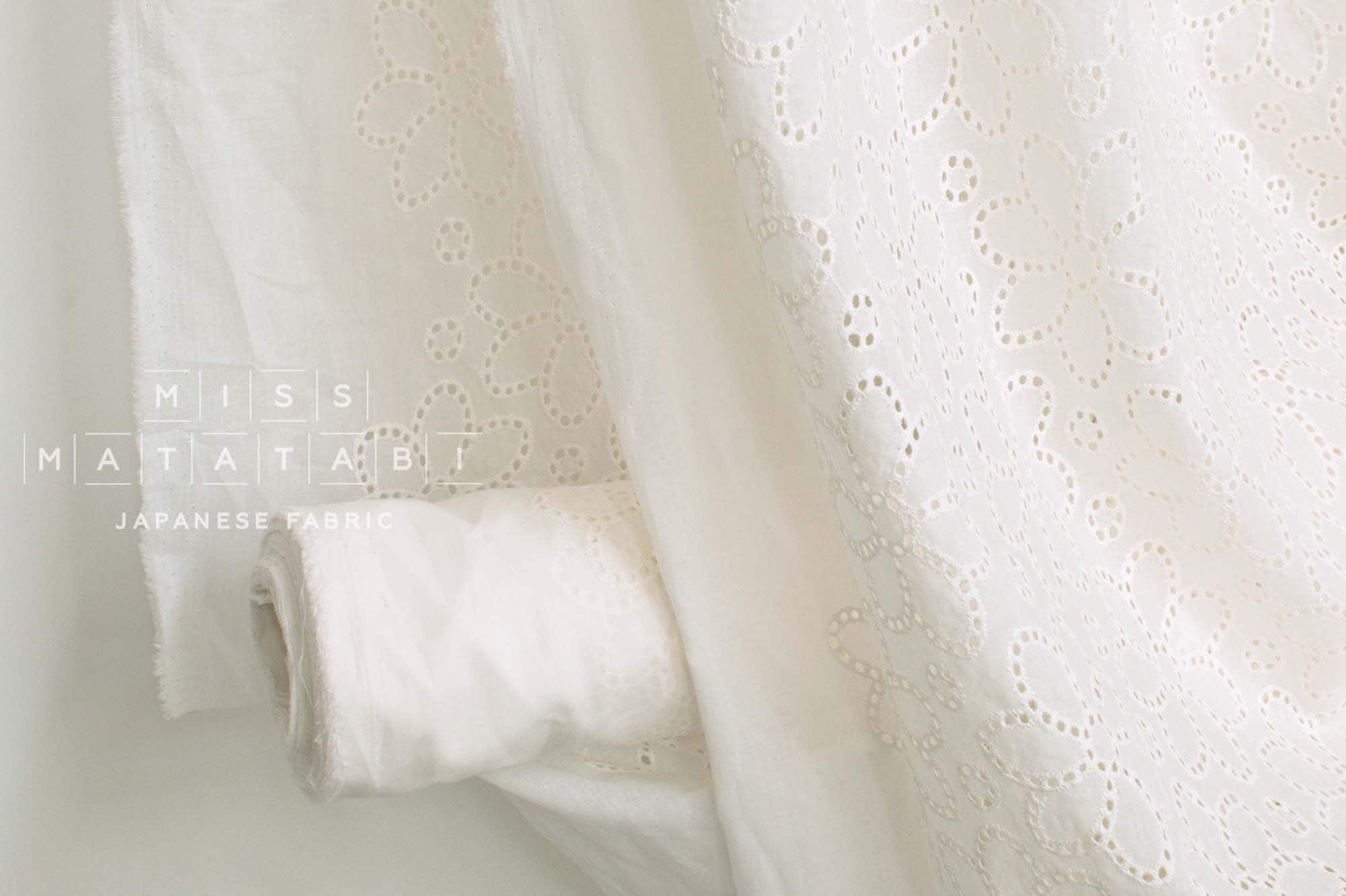Japanese Fabric Embroidered Eyelet Flowers - 50cm