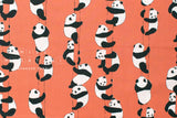 Japanese Fabric Panda Climb - coral peach - 50cm