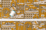 Japanese Fabric Castles Linen Blend - mustard - 50cm