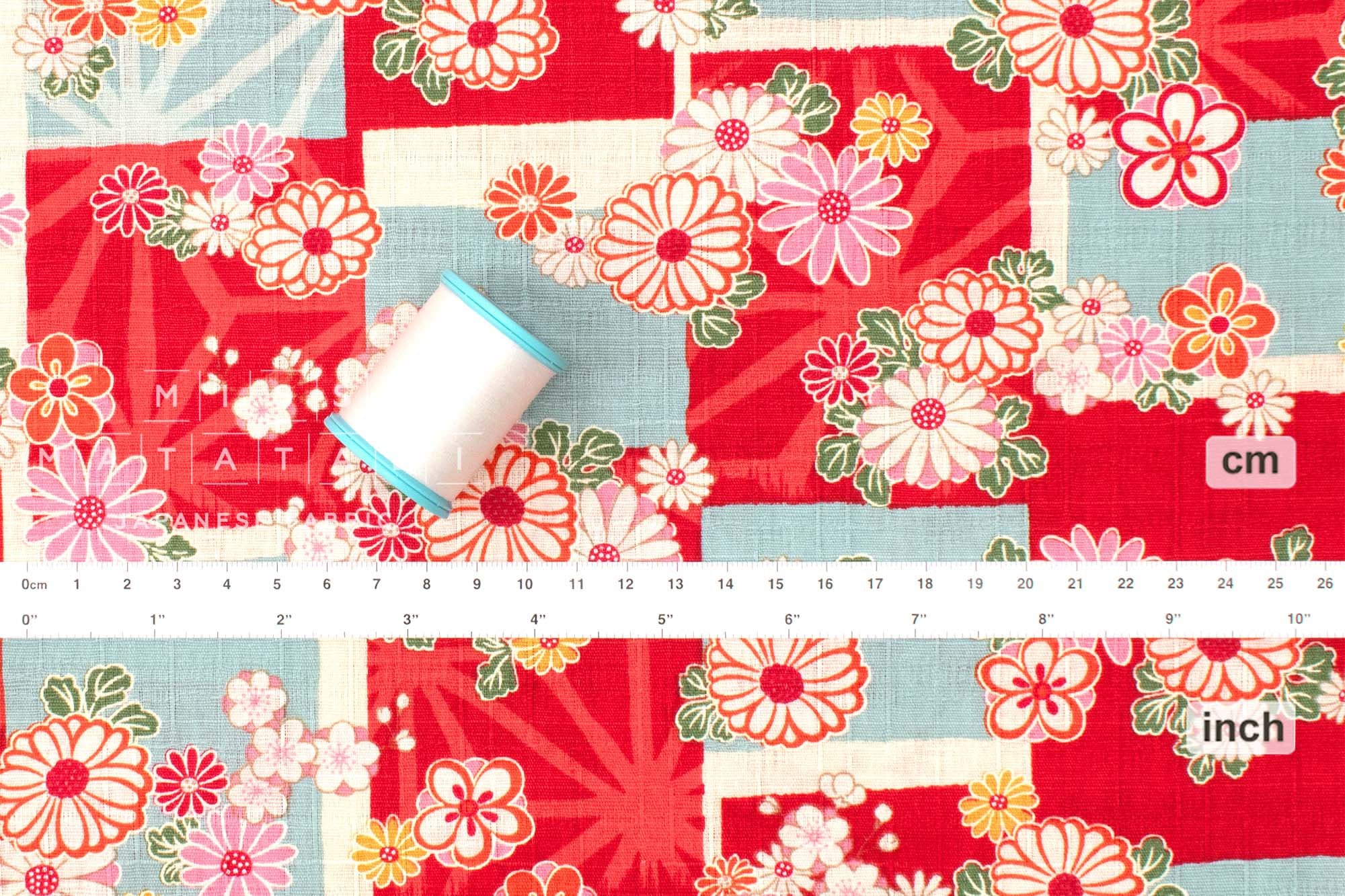 Japanese Fabric Wagara Windows - red - 50cm