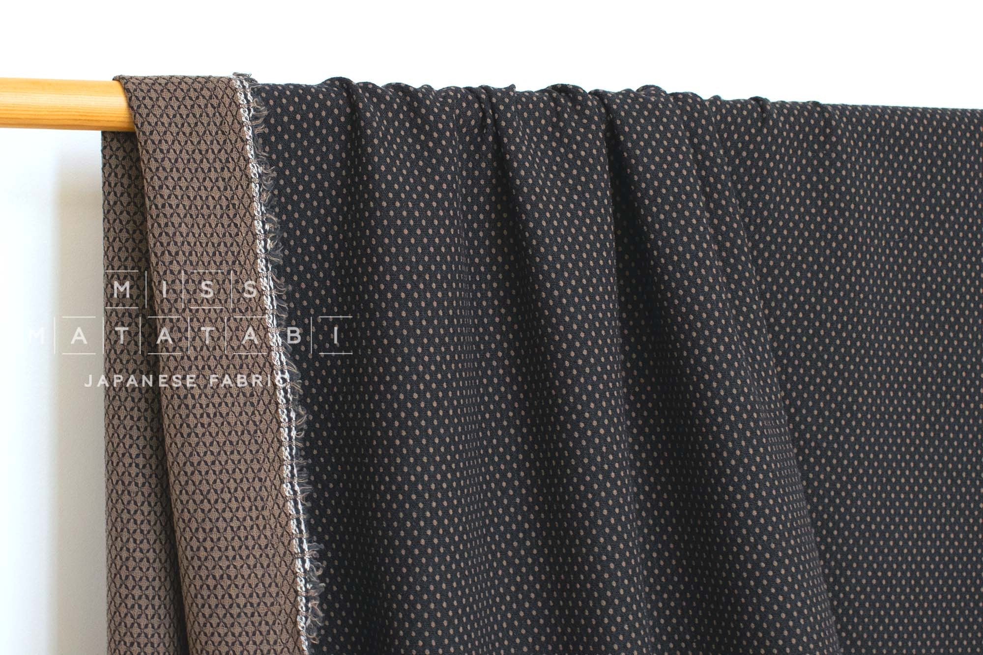 Japanese Fabric Yarn-Dyed Dot Dobby - charcoal - 50cm