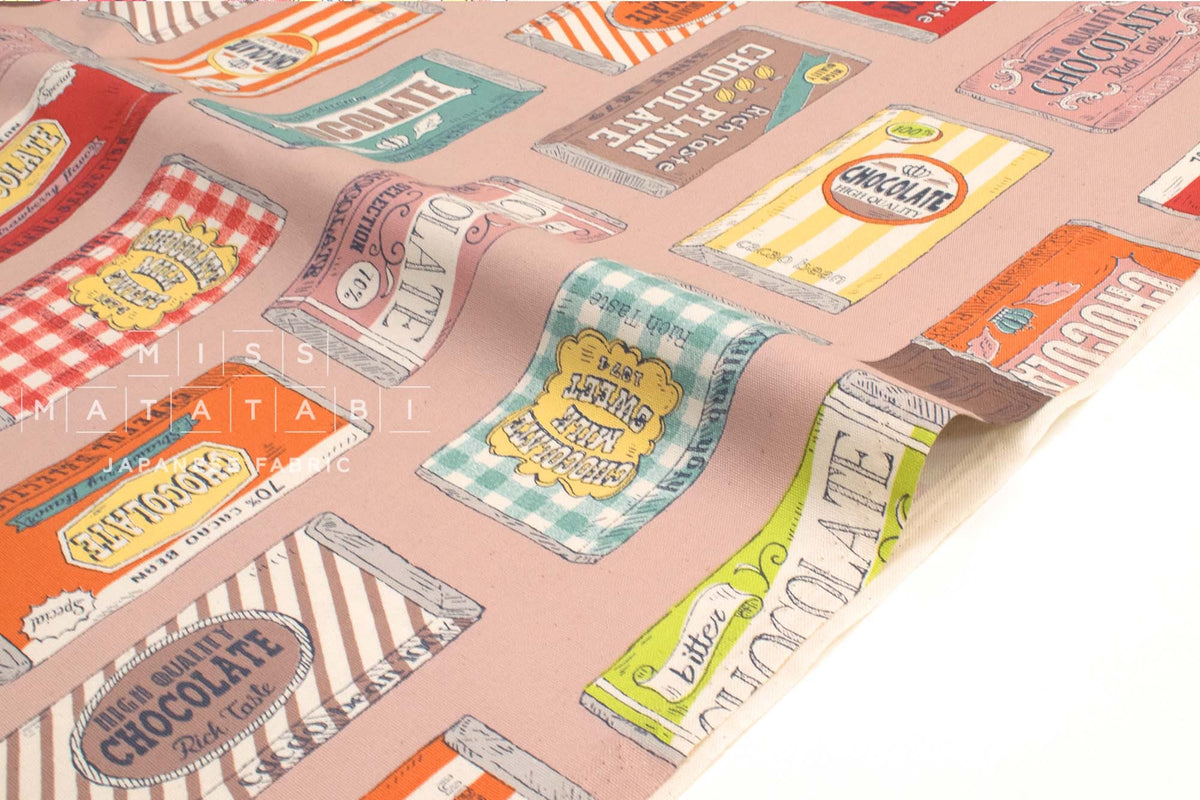 Japanese Fabric Kokka Chocolate Bars - pink - 50cm