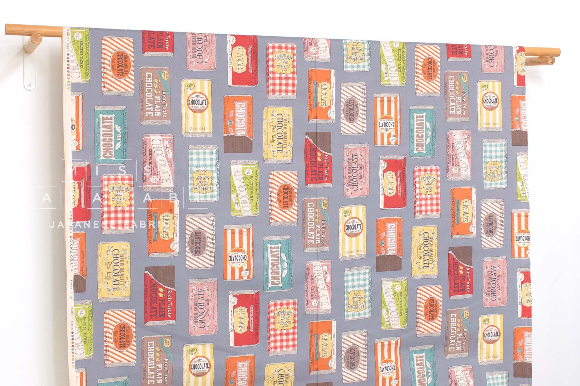 Japanese Fabric Kokka Chocolate Bars - grey mauve - 50cm
