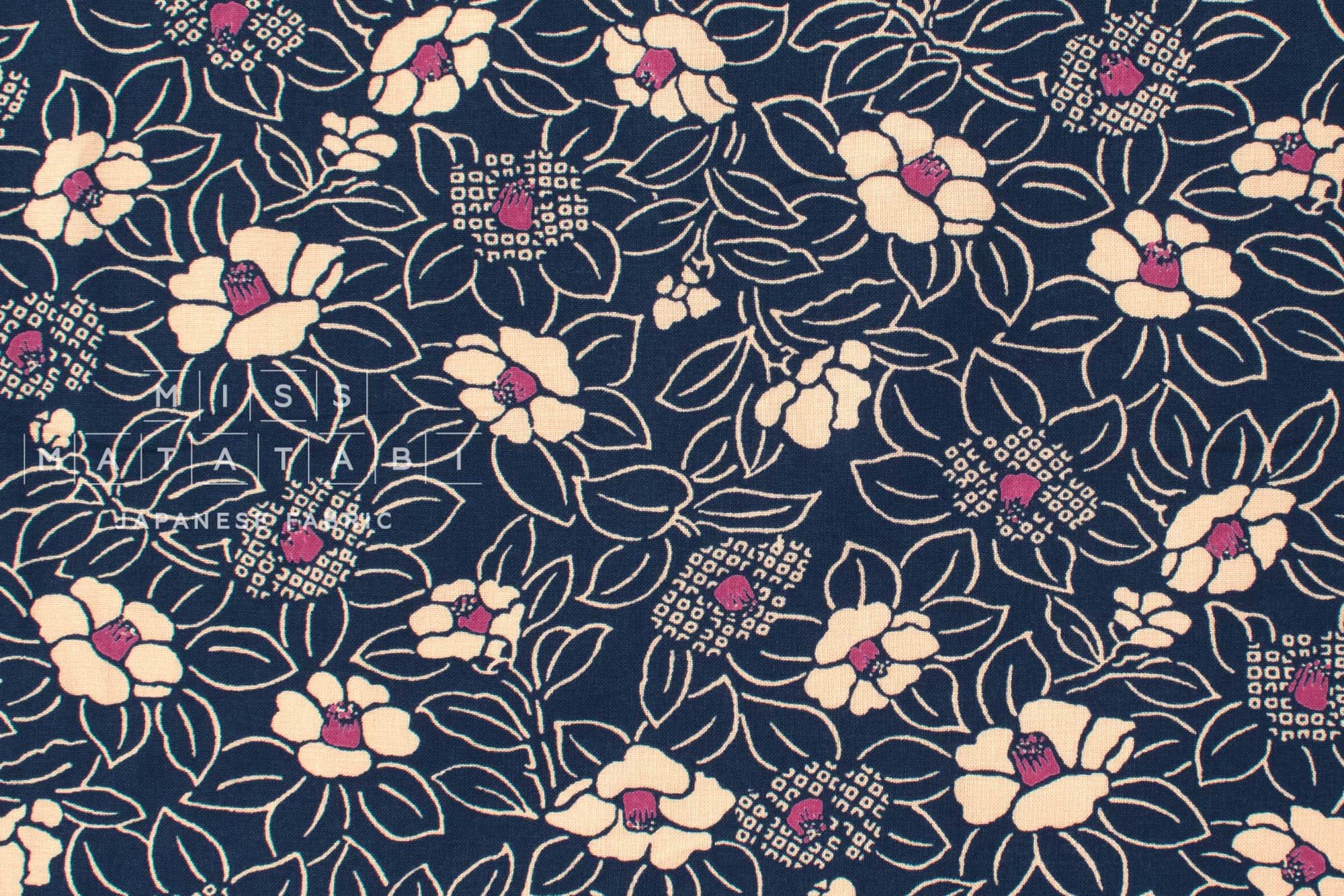 Japanese Fabric Kanokomon Tsubaki  - A - 50cm