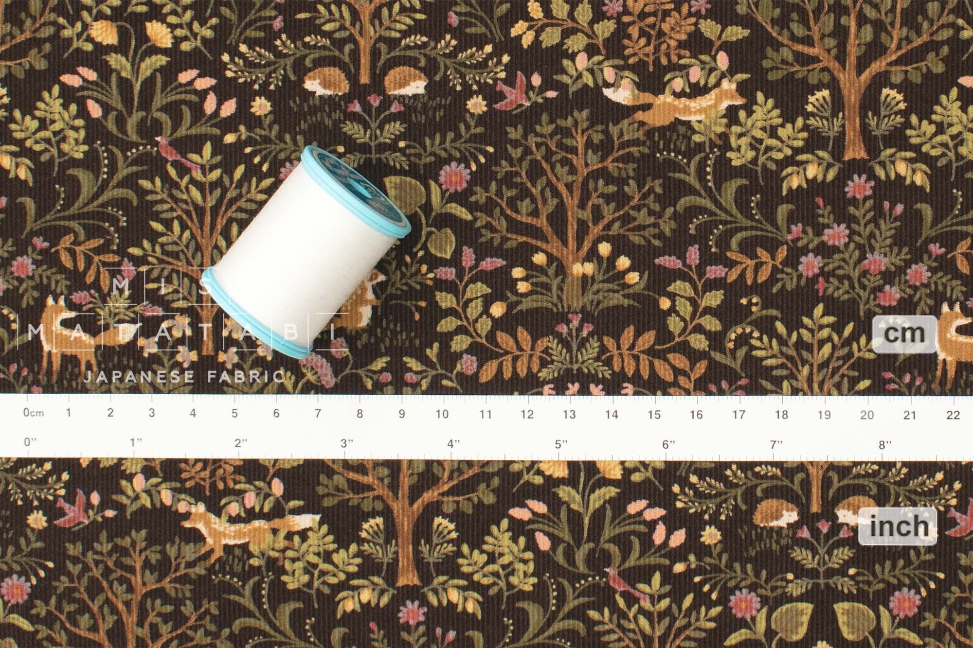Japanese Fabric Corduroy Where the Animals Meet - C - 50cm