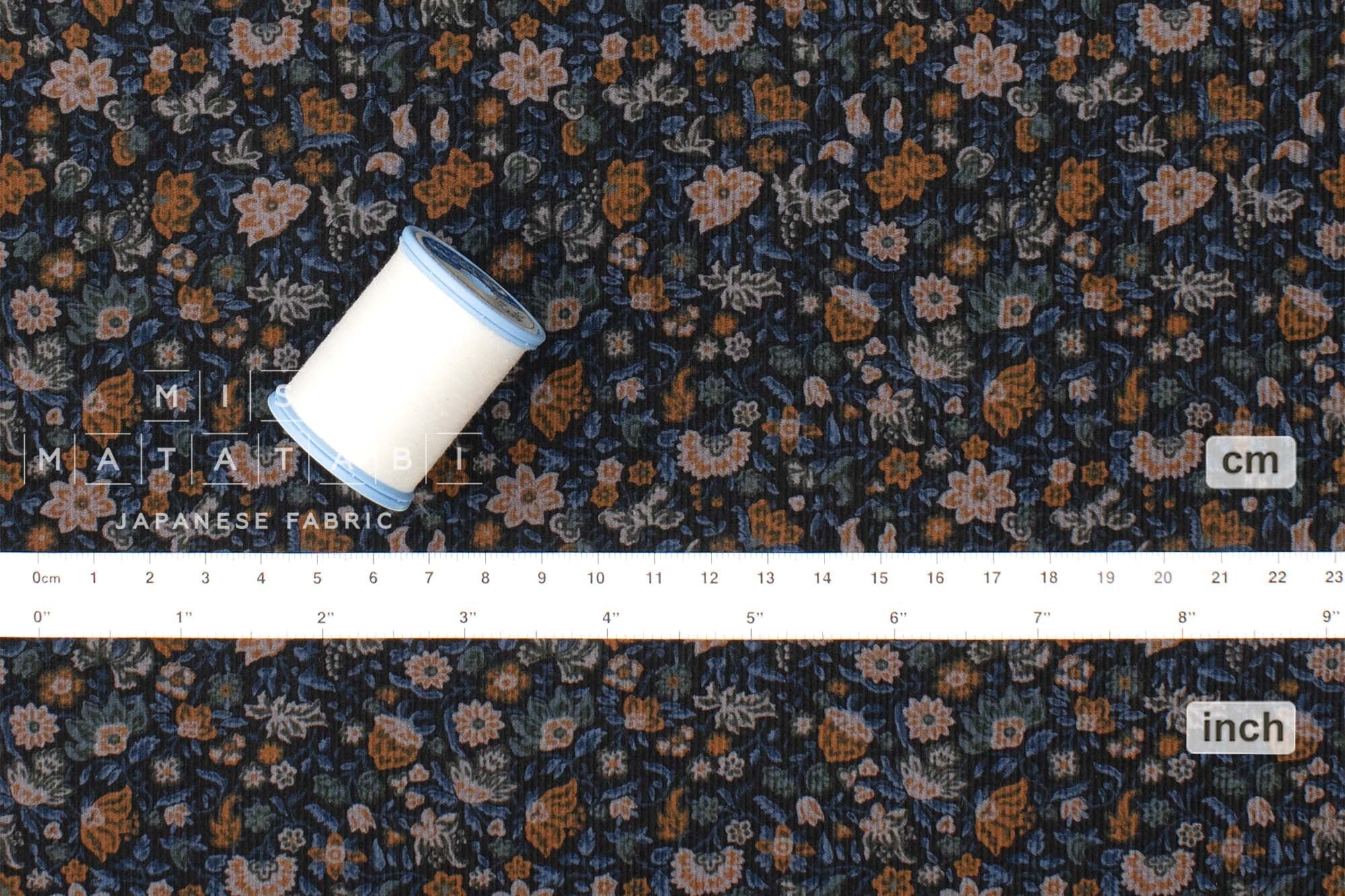 Japanese Fabric Corduroy Palais Fleur - E - 50cm