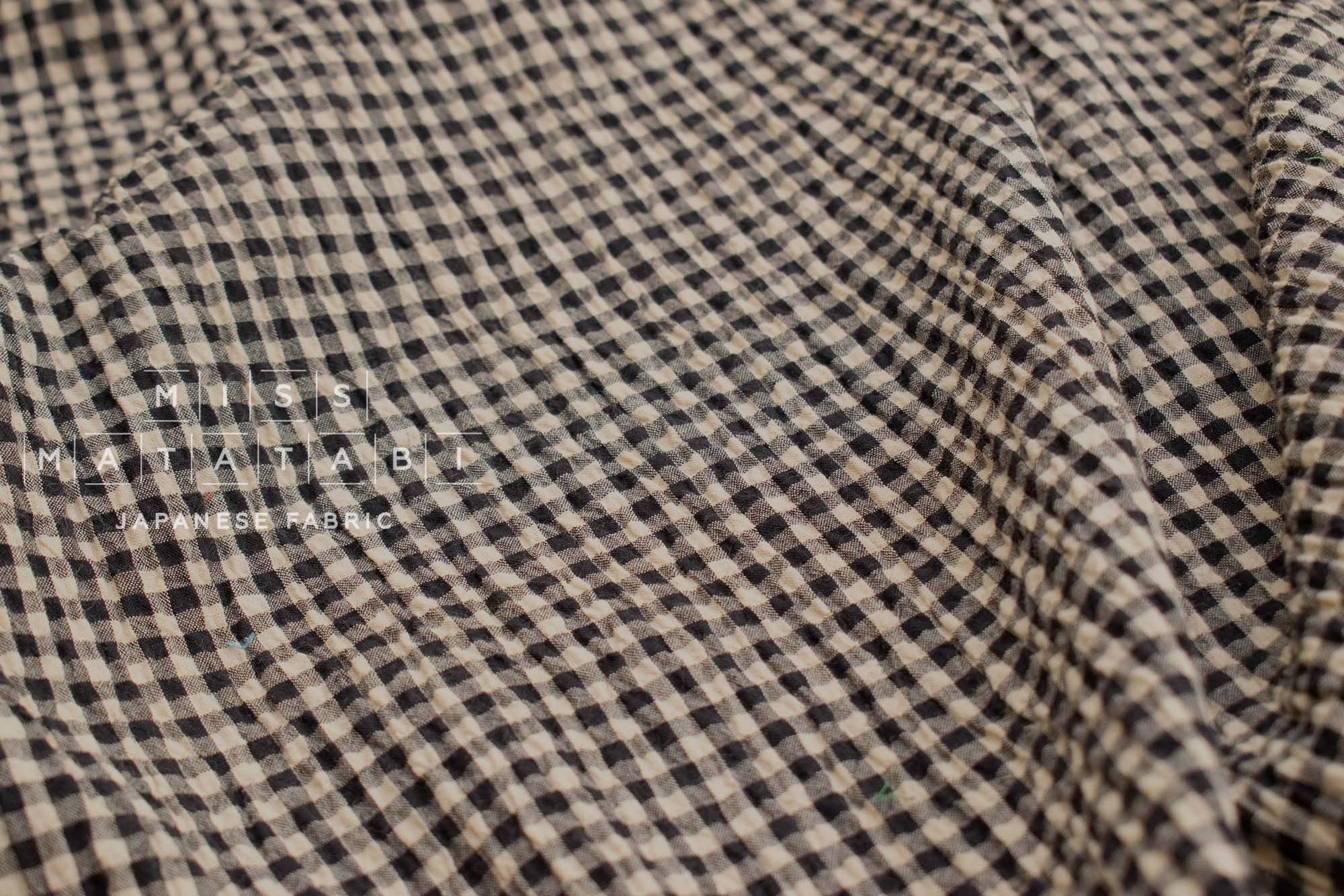 Japanese Fabric Shokunin Collection Yarn-Dyed Small Gingham - black - 50cm
