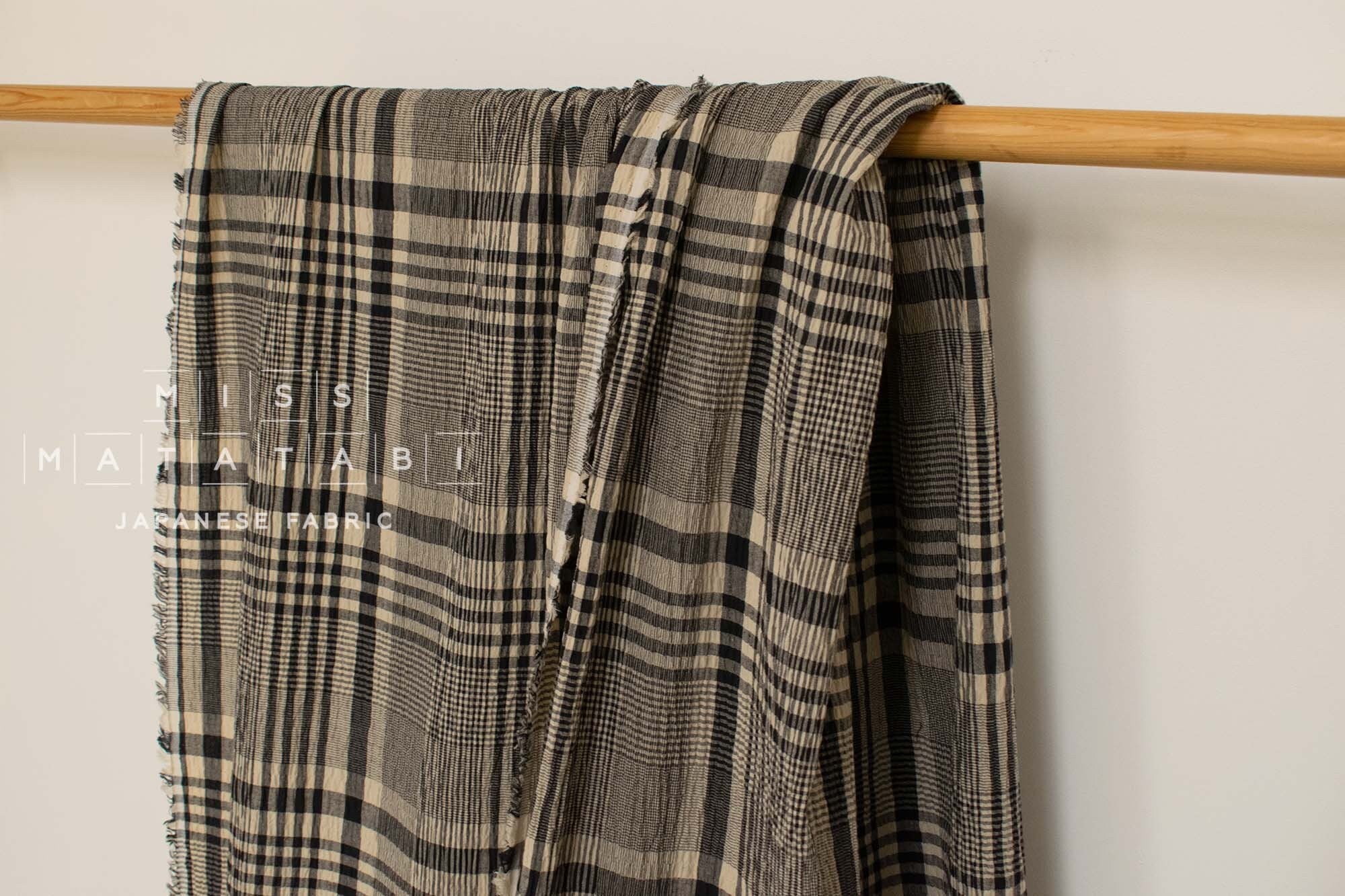 Japanese Fabric Shokunin Collection Yarn-Dyed Check Plaid - black - 50cm