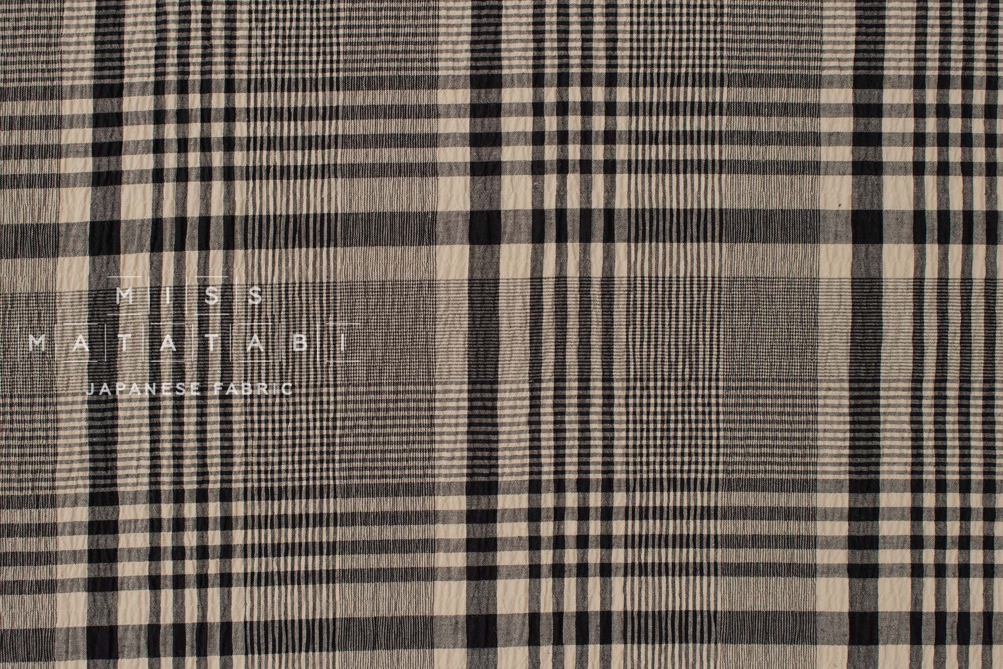 Japanese Fabric Shokunin Collection Yarn-Dyed Check Plaid - black - 50cm