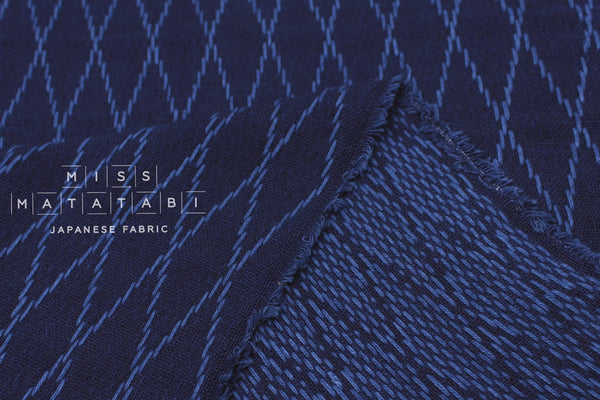Japanese Fabric Indigo Aizome Yarn Dyed Asagi Sashiko - 50cm