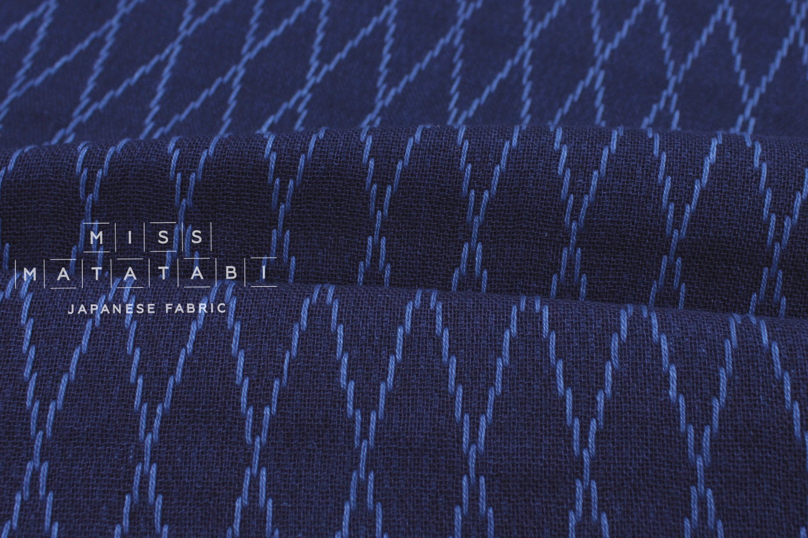 Japanese Fabric Indigo Aizome Yarn Dyed Asagi Sashiko - 50cm