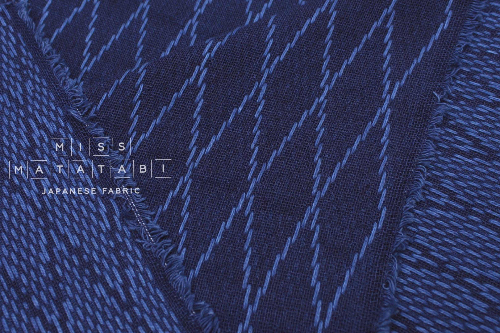 Japanese Fabric Indigo Aizome Yarn Dyed Asagi Sashiko - 50cm