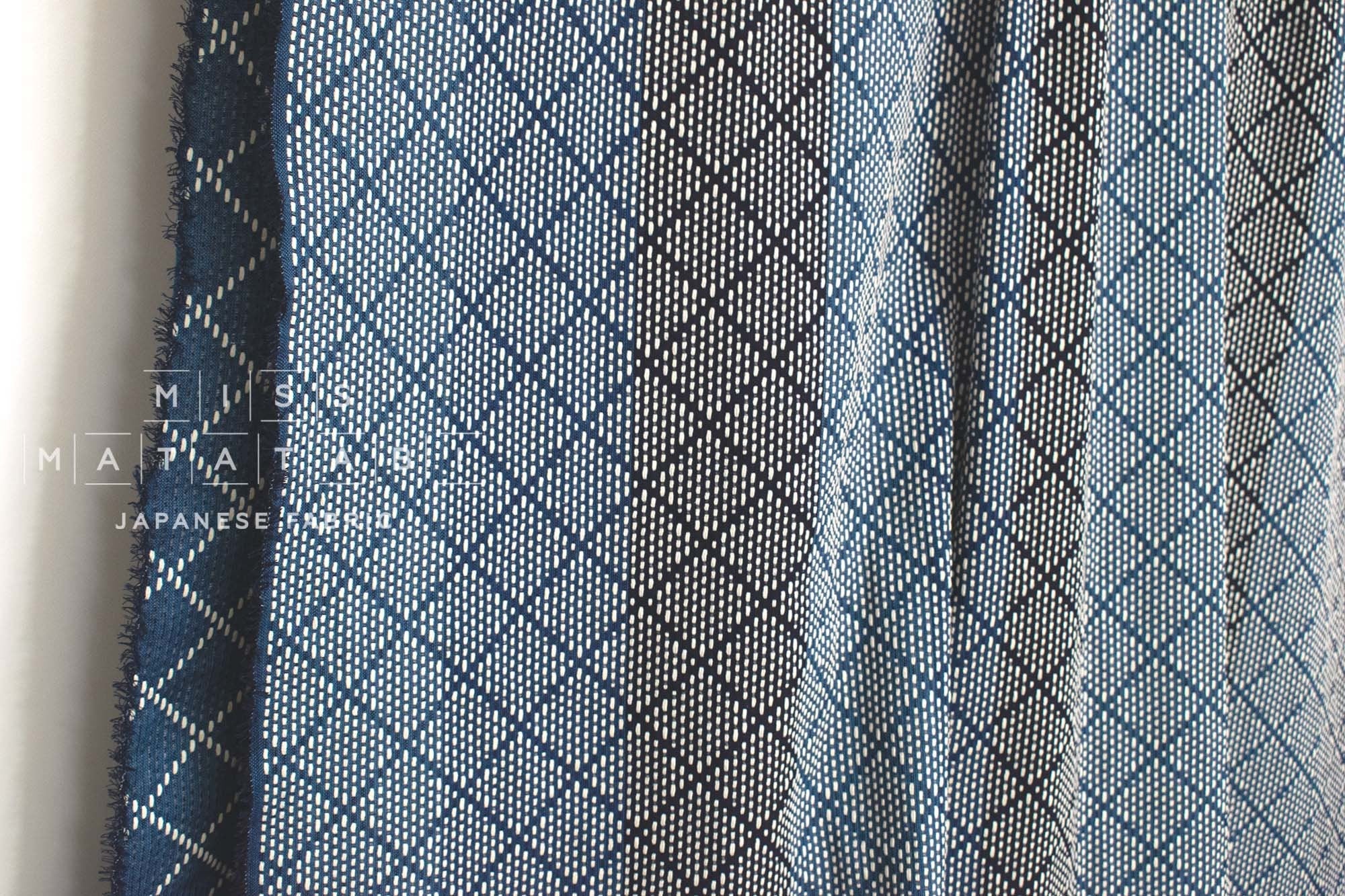 Japanese Fabric Indigo Aizome Yarn Dyed Katsuo Sashiko - 50cm