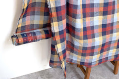 DEADSTOCK Japanese Fabric 100% Linen Check Plaid - 37 -  50cm