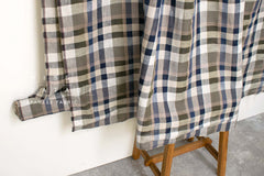 DEADSTOCK Japanese Fabric 100% Linen Check Plaid - 12 -  50cm