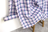 DEADSTOCK Japanese Fabric 100% Linen Check Plaid - 1 -  50cm
