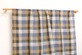DEADSTOCK Japanese Fabric 100% Linen Check Plaid - 23 -  50cm