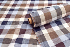 DEADSTOCK Japanese Fabric 100% Linen Check Plaid - 34 -  50cm