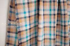 DEADSTOCK Japanese Fabric 100% Linen Check Plaid - 4 -  50cm
