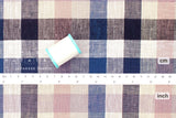 DEADSTOCK Japanese Fabric 100% Linen Check Plaid - 46 -  50cm