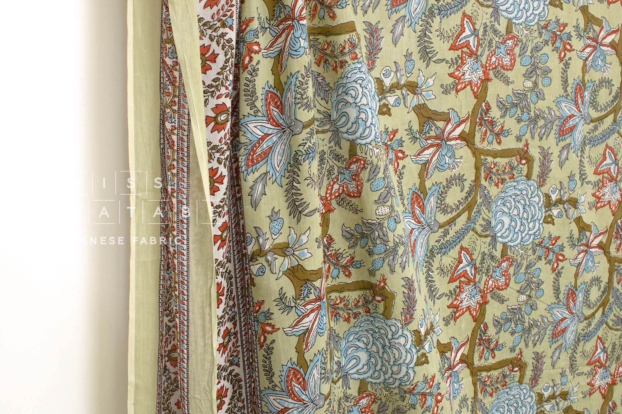 Hand Printed Indian Cotton Voile - E1 - 50cm