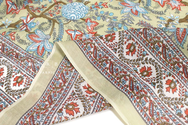 Hand Printed Indian Cotton Voile - E1 - 50cm