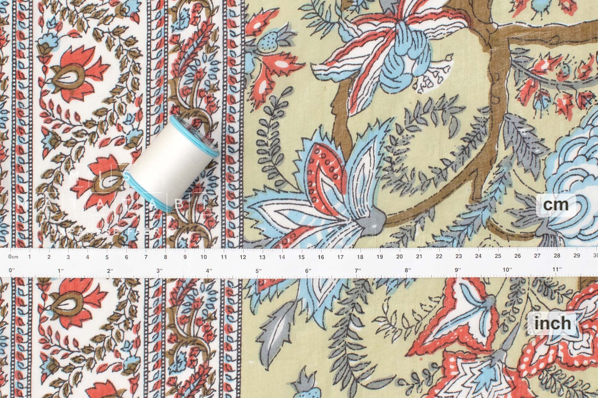 Hand Printed Indian Cotton Voile - E1 - 50cm