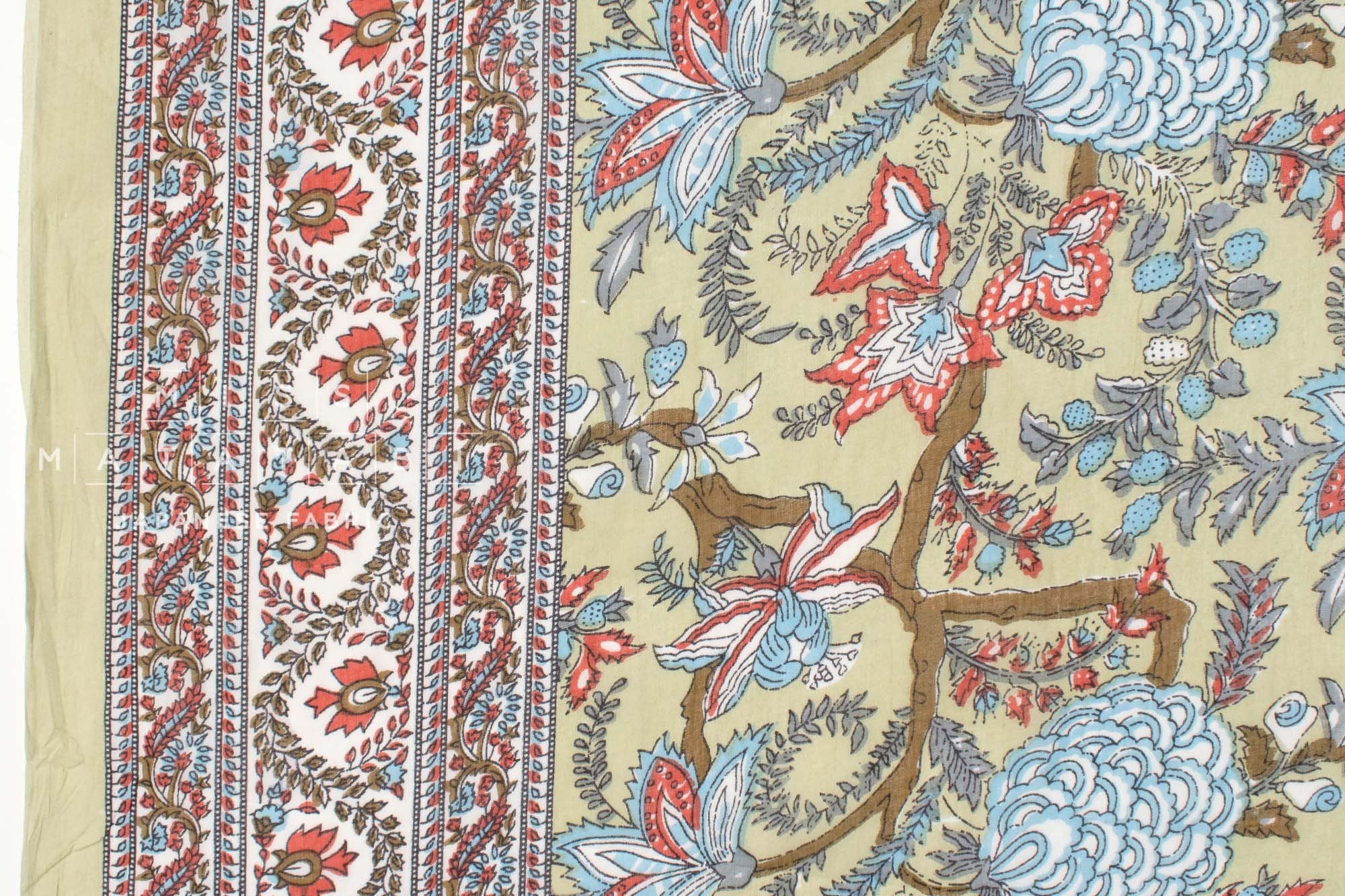 Hand Printed Indian Cotton Voile - E1 - 50cm