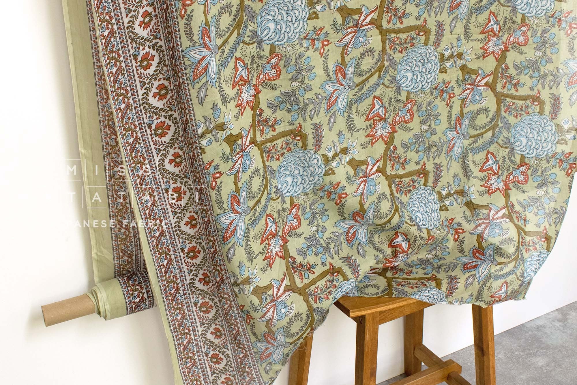 Hand Printed Indian Cotton Voile - E1 - 50cm