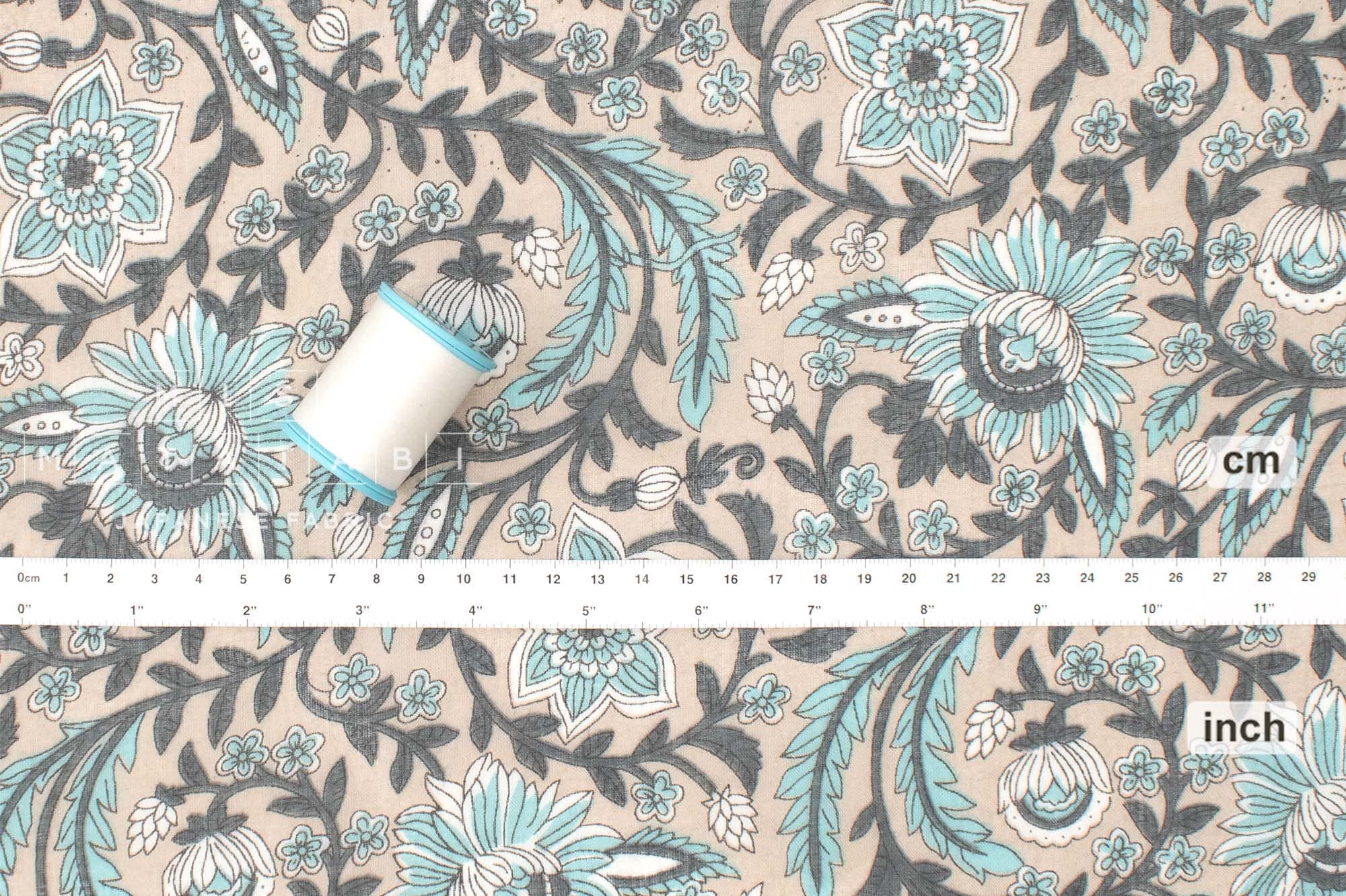 Hand Printed Indian Cotton Voile - G3 - 50cm