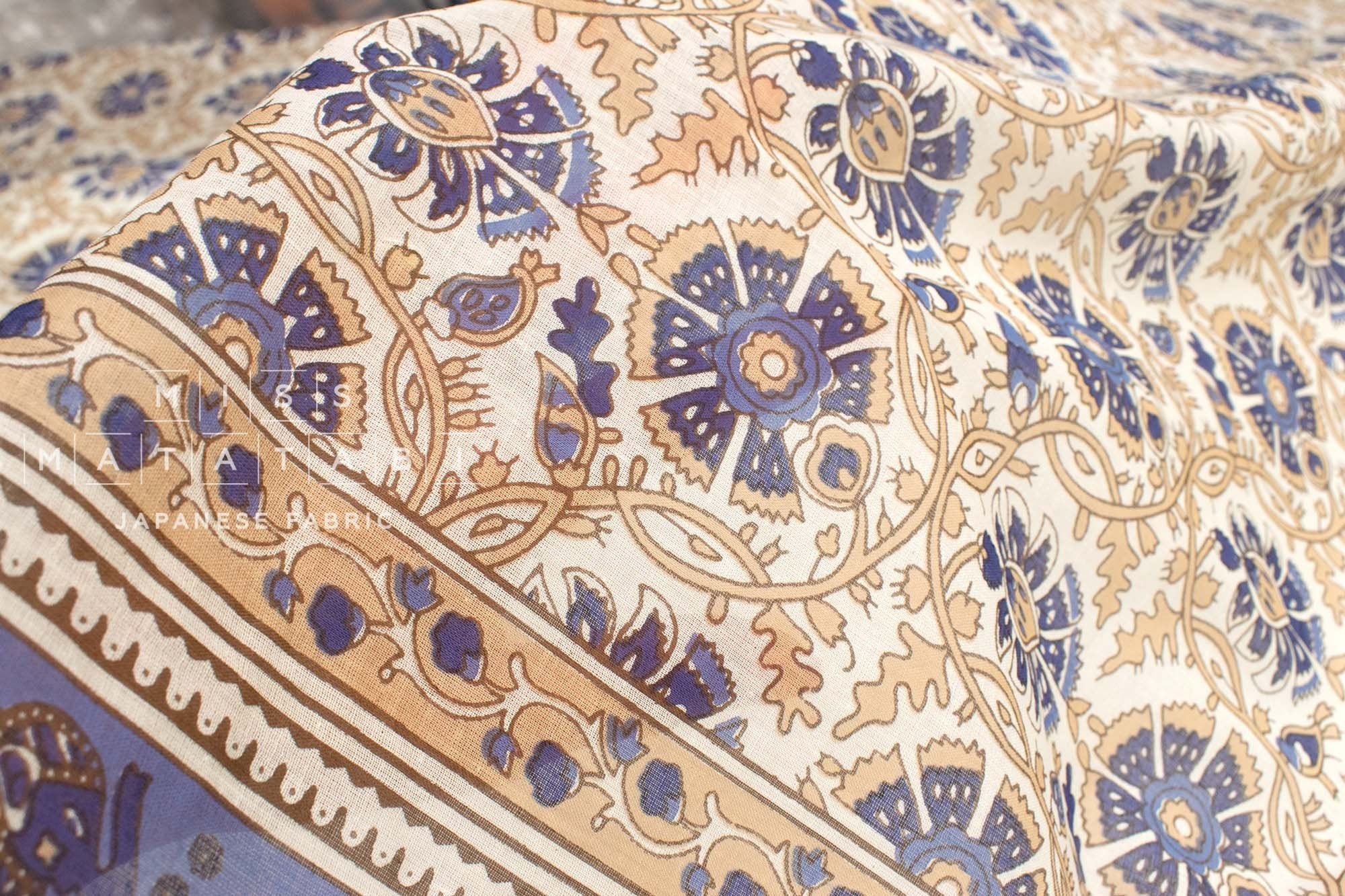 Hand Printed Indian Cotton Voile - D1 - 50cm
