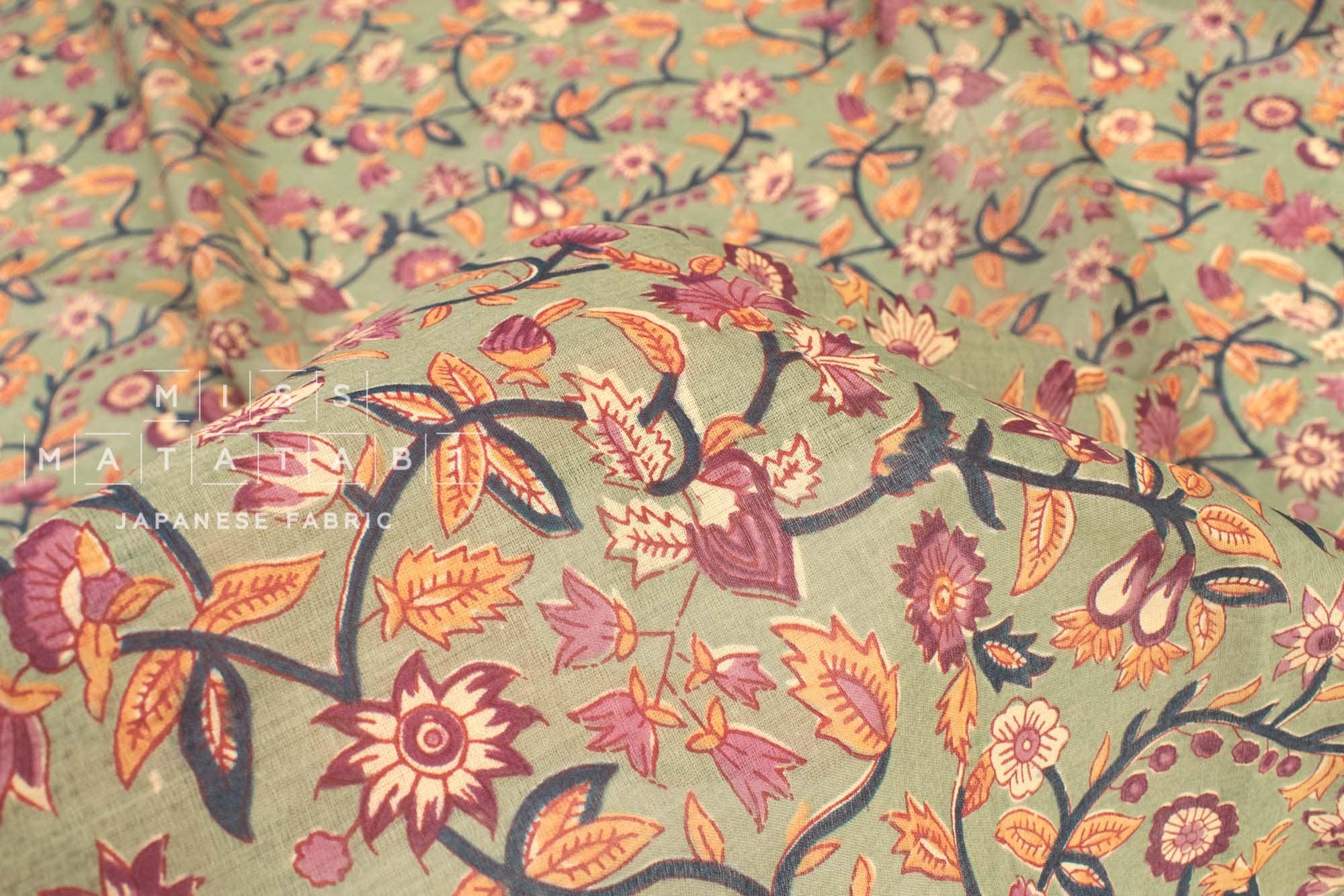 Hand Printed Indian Cotton Voile - G4 - 50cm