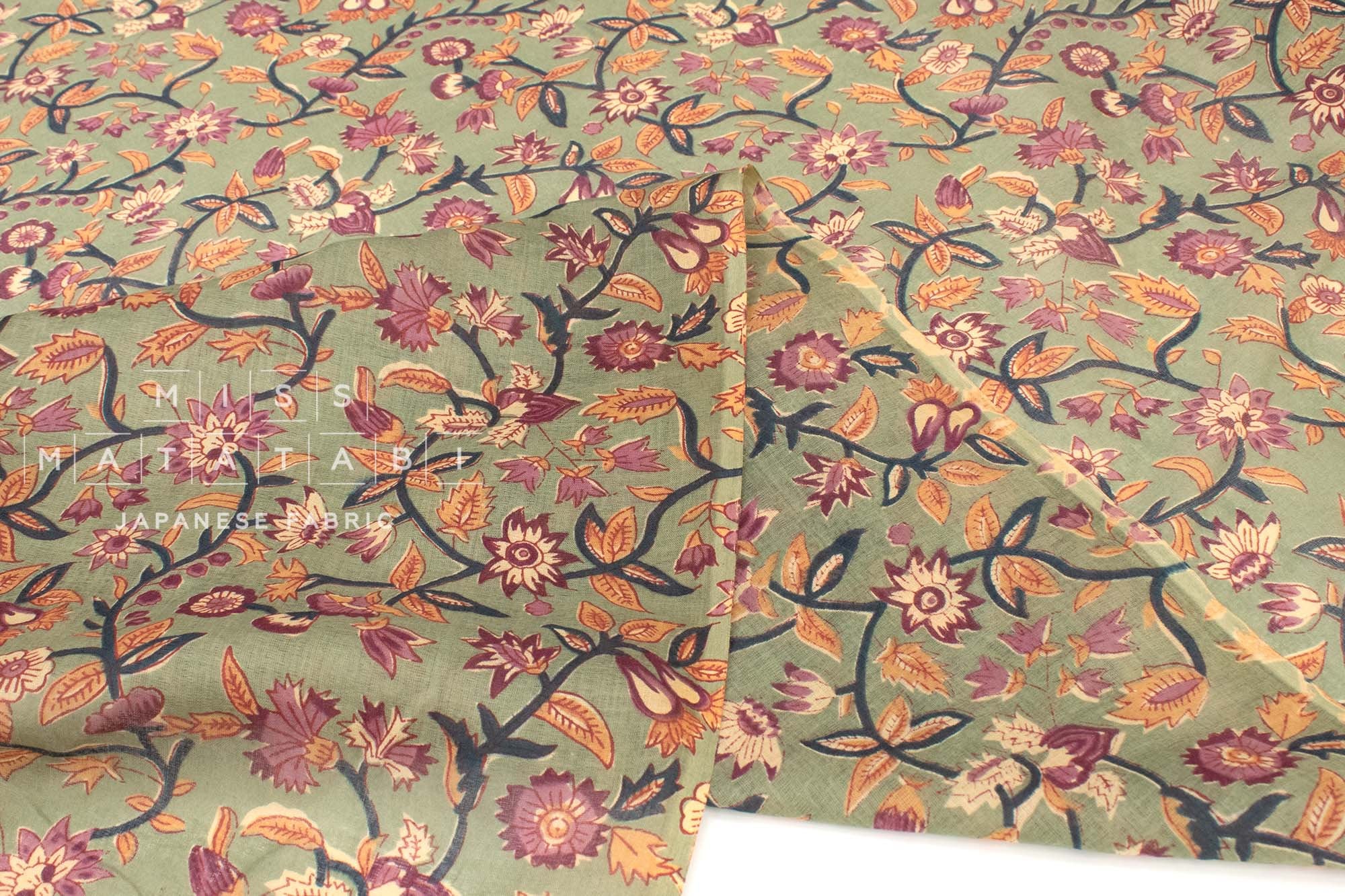 Hand Printed Indian Cotton Voile - G4 - 50cm
